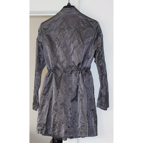 Eileen Fisher - High Collar Steel Satin Jacket in Charcoal Grey, Med - Picture 7 of 11